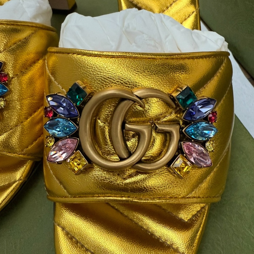 Gold Designer Women's Bag with Gem Accents